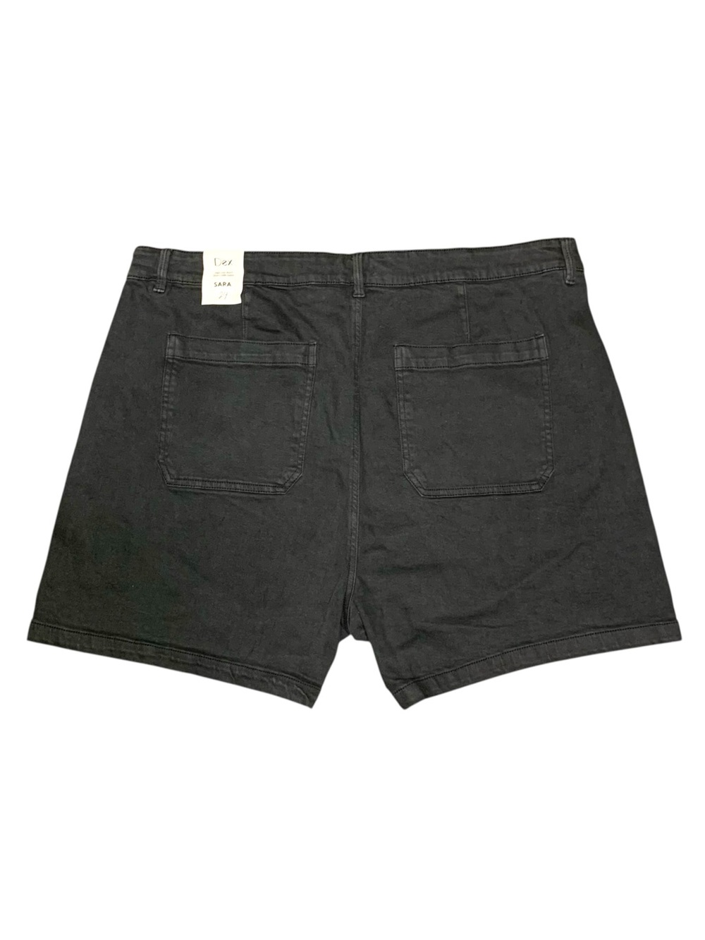 Dex SARA High-Rise Denim Shorts Sz 24 Washed Black Mom Utility Shorts 90s Style - Picture 2 of 12